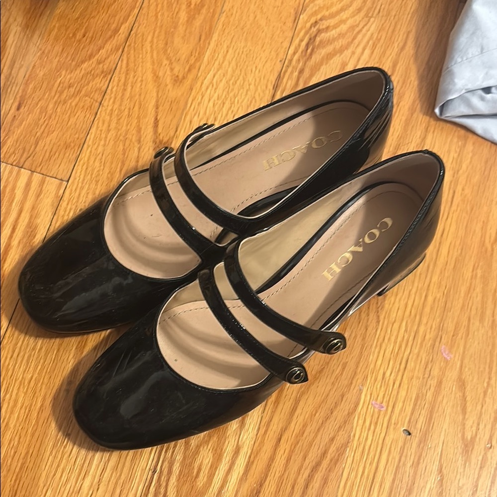 Coach Black Patent Leather Mary Jane Heels